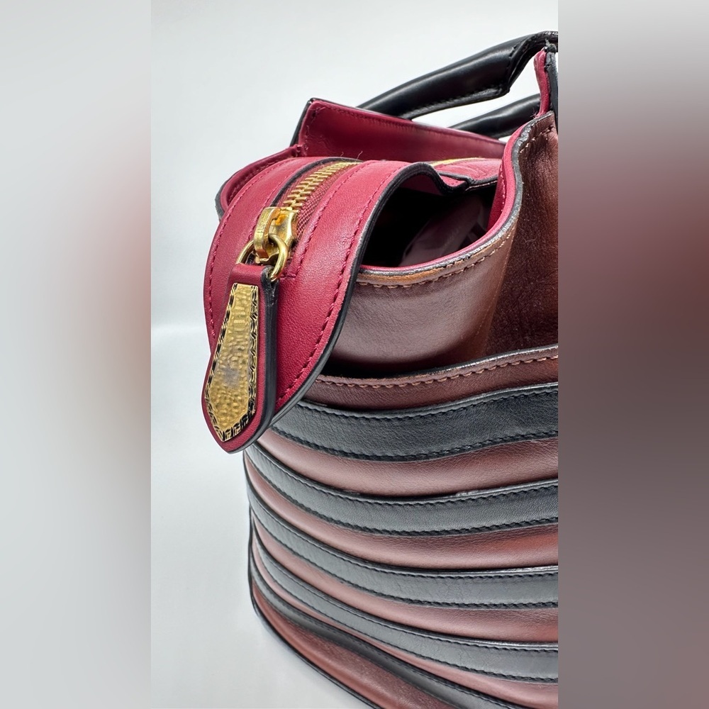 Christian Louboutin Farida Large Leather & Suede Tote Bag – Burgundy/Black/Red - Picture 7 of 16